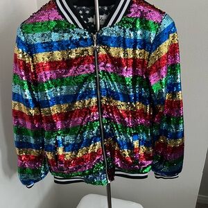 Lola + The Boys Rainbow Sequin Star Jacket.